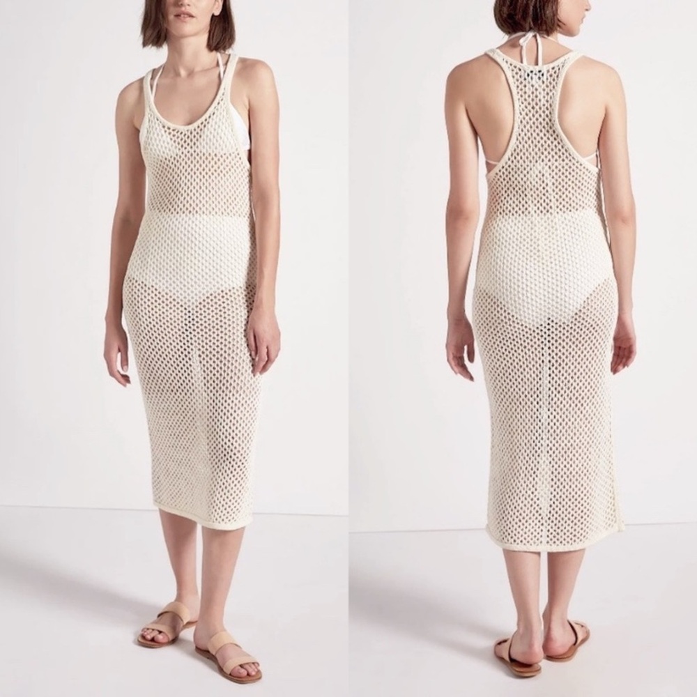 Current/Elliott Crochet Midi Dress‎ Cream XS Racerback Beach Resort Cover Up